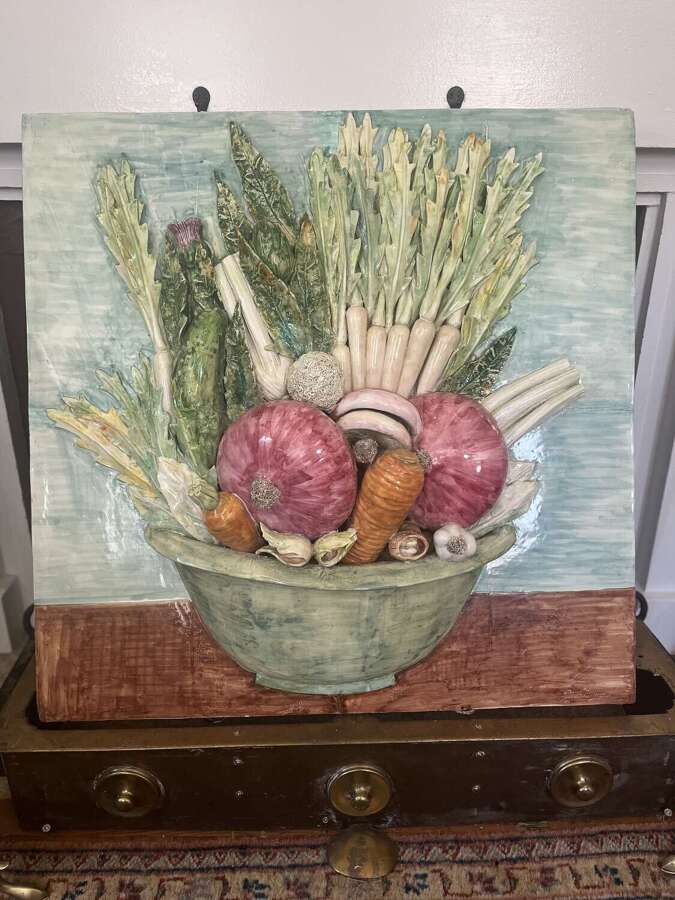 Italian Vegetable Bowl Majolica wall hanging circa 1930