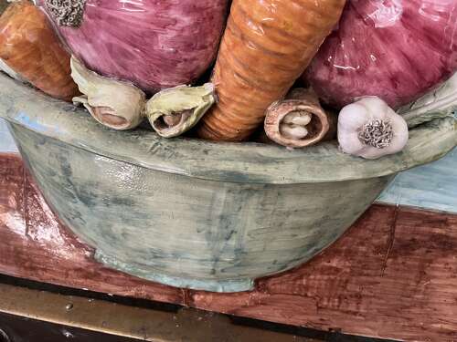 Italian Vegetable Bowl Majolica wall hanging circa 1930