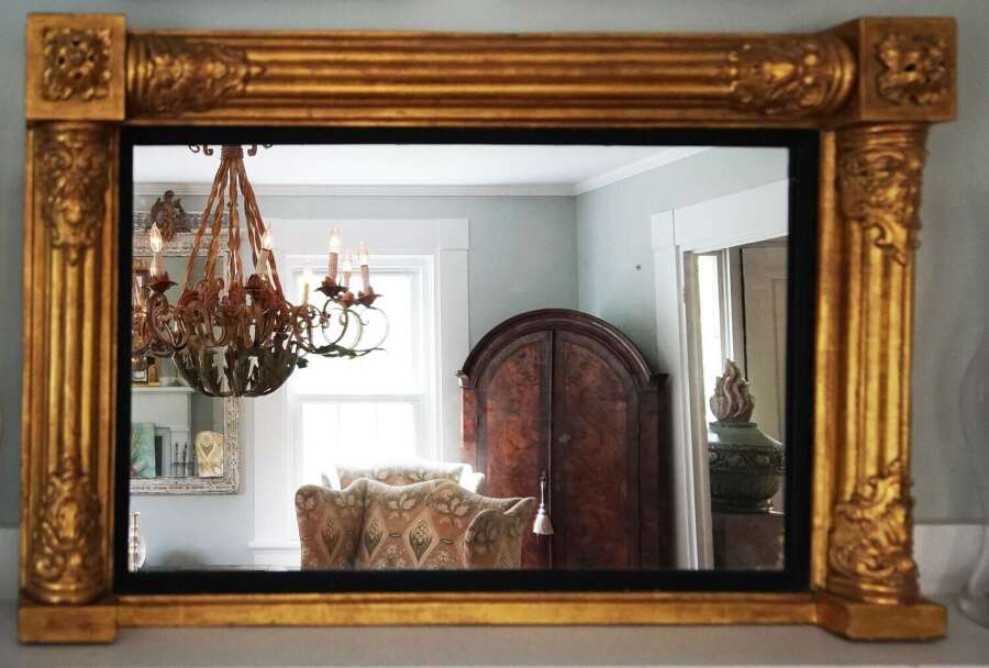 American 19th century carved gilt over mantle mirror