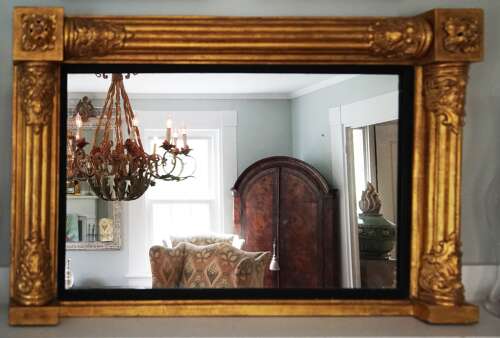 American 19th century carved gilt over mantle mirror