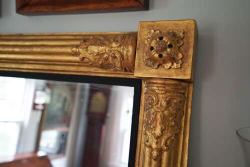 American 19th century carved gilt over mantle mirror