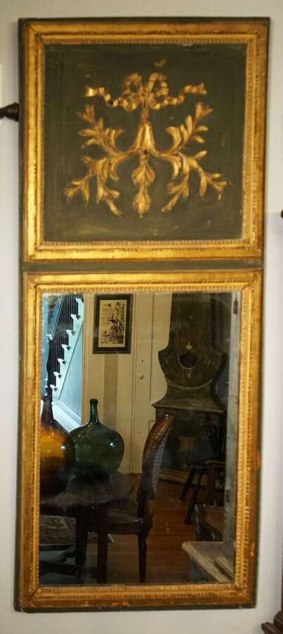 French green painted and gilded tremeau mirror 19th century