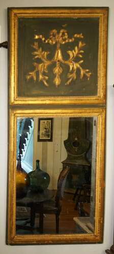 French green painted and gilded tremeau mirror 19th century