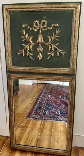 French green painted and gilded tremeau mirror 19th century