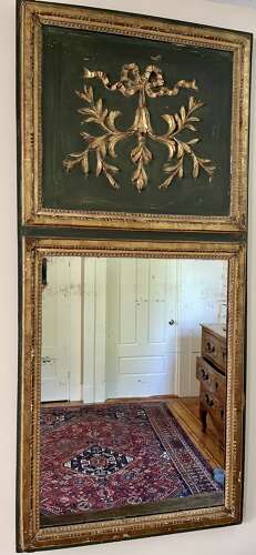 French green painted and gilded tremeau mirror 19th century