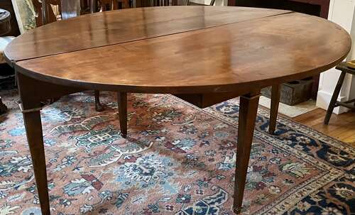 Antique French Demi-lune cherrywood oval table