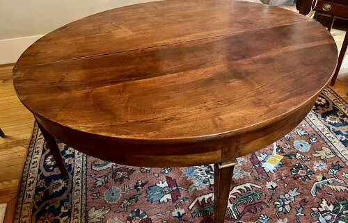 Antique French Demi-lune cherrywood oval table
