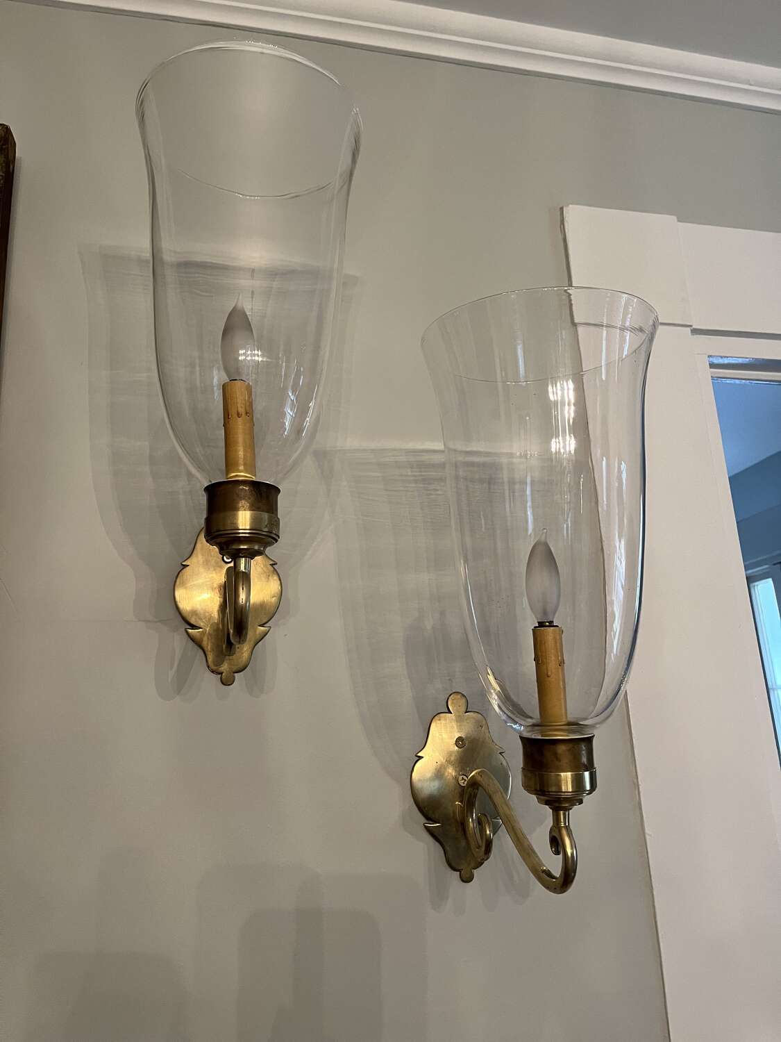 Pair of Vintage American Brass Wall Sconces