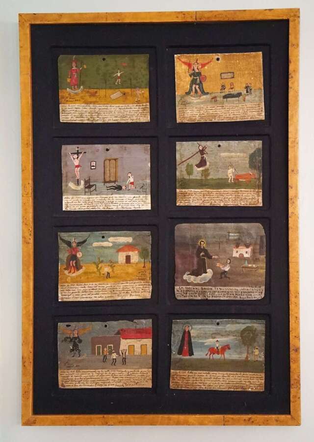 Antique Mexican ex-votos Folk art panel