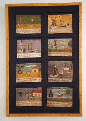Antique Mexican ex-votos Folk art panel