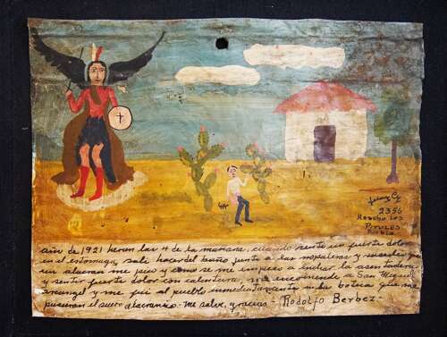 Antique Mexican ex-votos Folk art panel