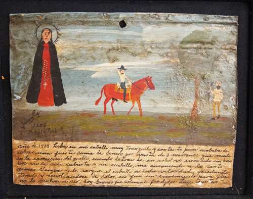 Antique Mexican ex-votos Folk art panel