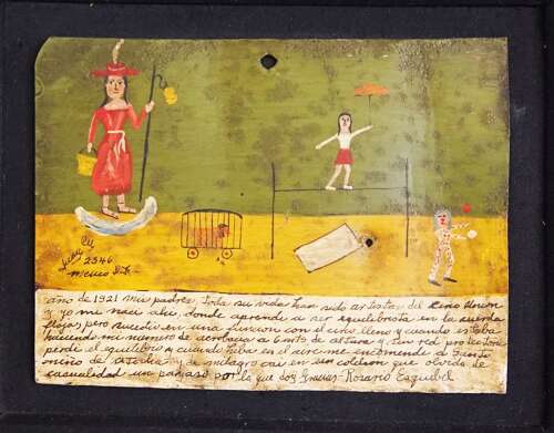 Antique Mexican ex-votos Folk art panel