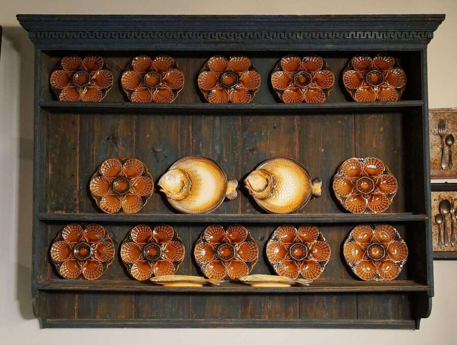 Antique French majolica oyster plates