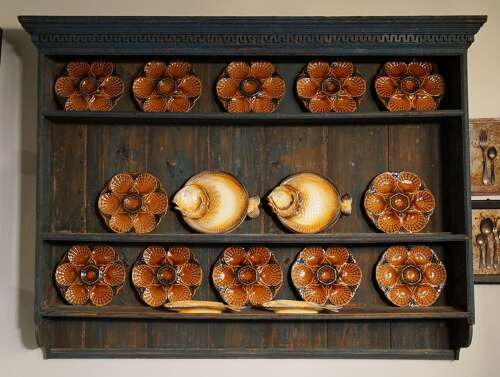 Antique French majolica oyster plates