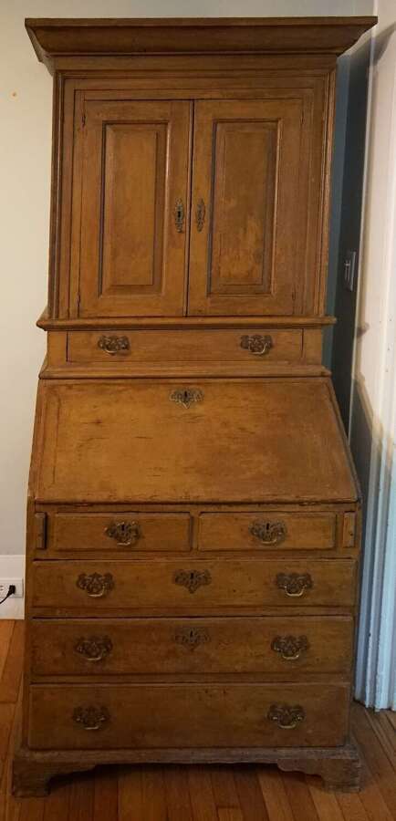 Antique English secretary original amber paint