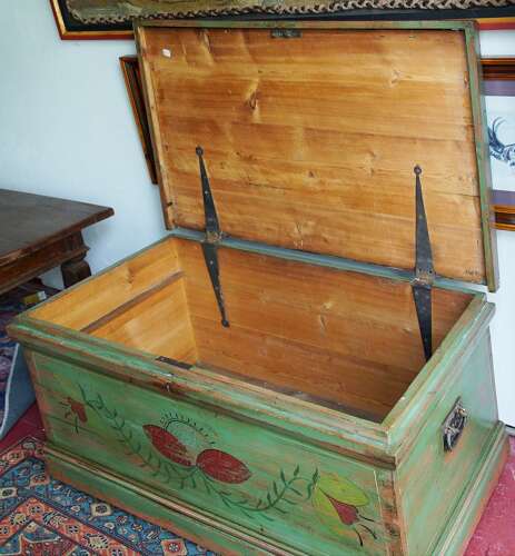 American painted blanket chest