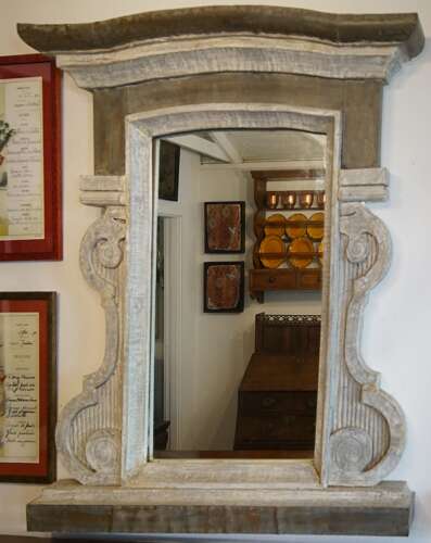Pair of zinc and wood Paris bistro mirrors circa 1920