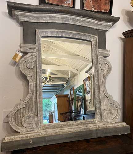 Pair of zinc and wood Paris bistro mirrors circa 1920