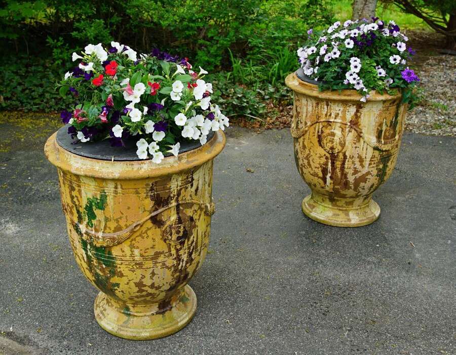 Pair of vintage French Anduze garden urns