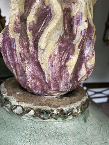 Pair of Neoclassical French flame urns on base