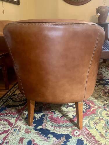 Set of French leather Deco chairs and love seat circa 1940