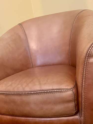 Set of French leather Deco chairs and love seat circa 1940