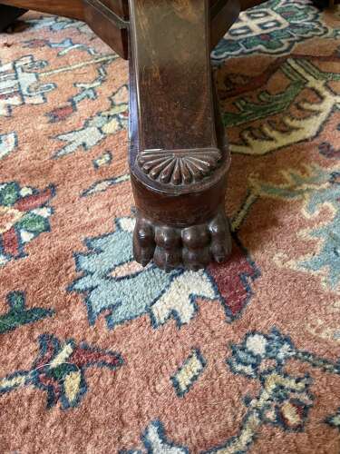 French Empire Style Mahogany Pedestal Table with Marble Top circa 1850
