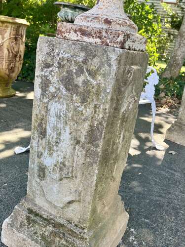 Pair of French cast iron white painted urns on base circa 1860