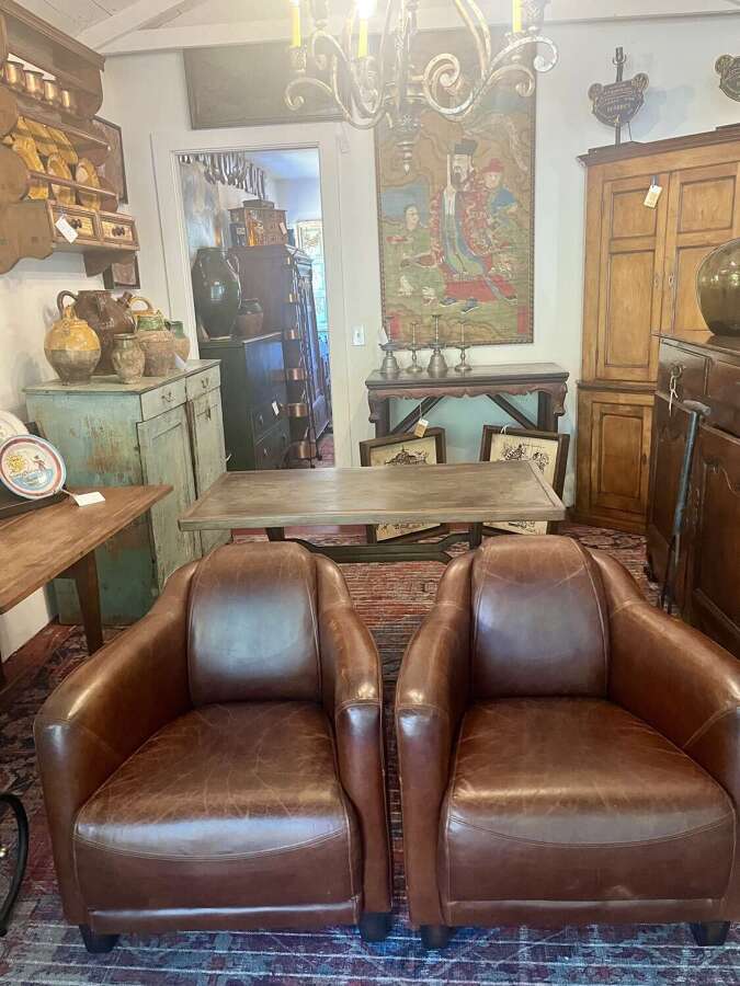 Pair of French leather club chairs circa 1940