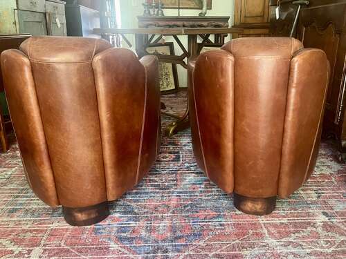 Pair of French leather club chairs circa 1940