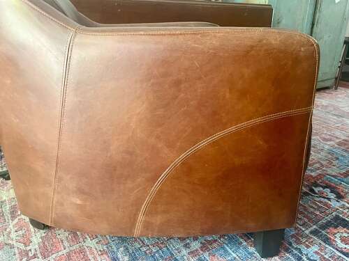 Pair of French leather club chairs circa 1940