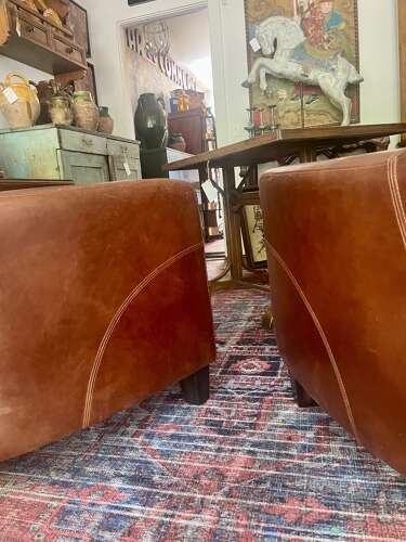 Pair of French leather club chairs circa 1940