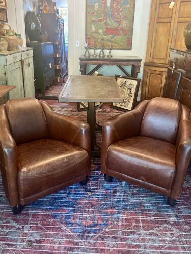 Pair of French leather club chairs circa 1940