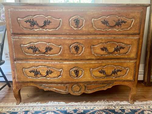French Louis XV-style painted commode, 19th Century