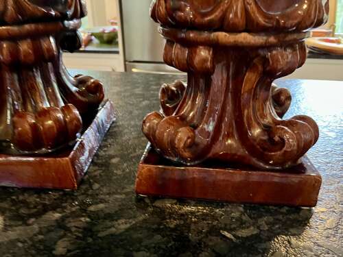 Pair of French glazed Terracotta Urns Circa late 19th – early 20th century