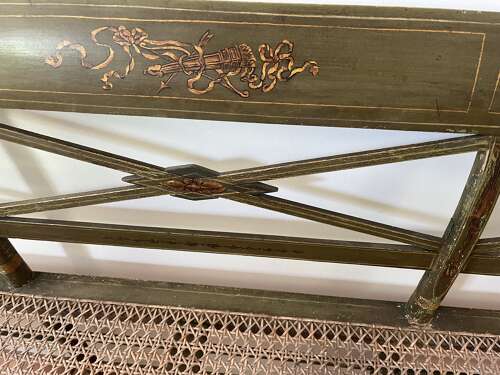 Antique hand-painted Federal style settee with cane Seat