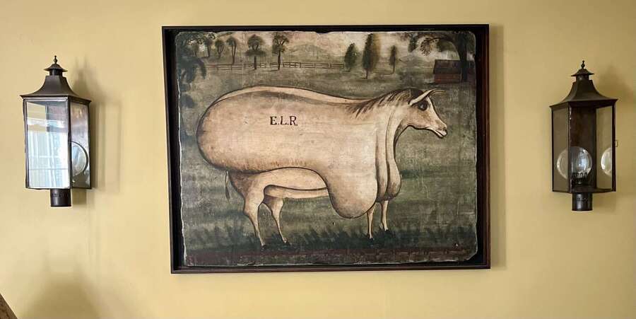 Kevin Paulsen Folk Art Painting of a Prize Sheep