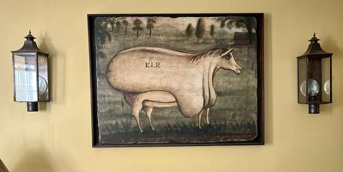 Kevin Paulsen Folk Art Painting of a Prize Sheep