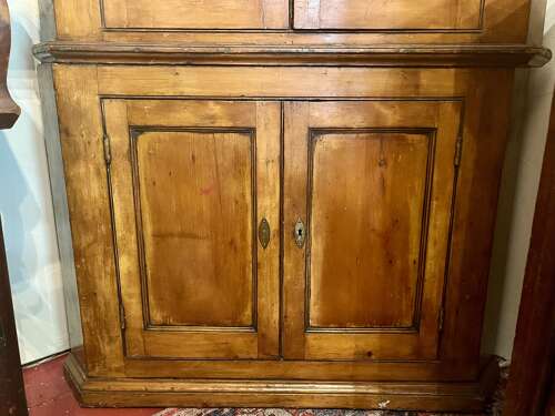 English pine standing corner cupboard, mid 19th century