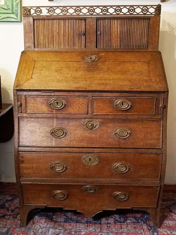 English oak slant top writing desk late 19th century