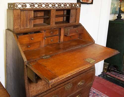 English oak slant top writing desk late 19th century