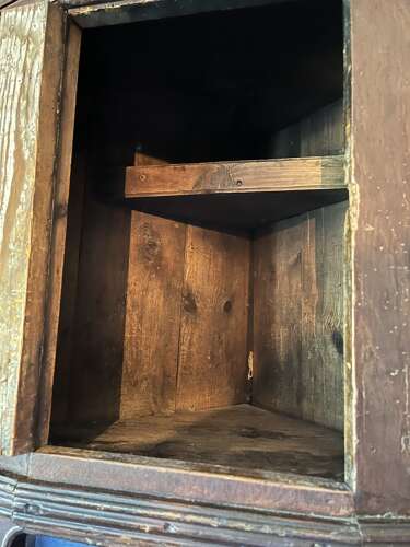 Norwiegan hanging corner cupboard, traces of original paint, circa 1820