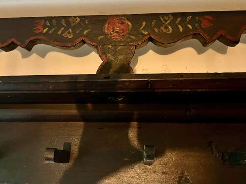 Scandanavian hanging coat rack with original paint early 19th century