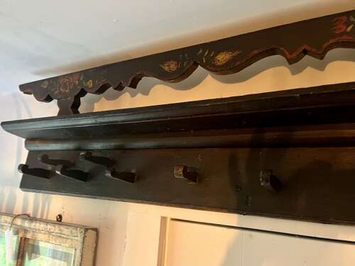 Scandanavian hanging coat rack with original paint early 19th century