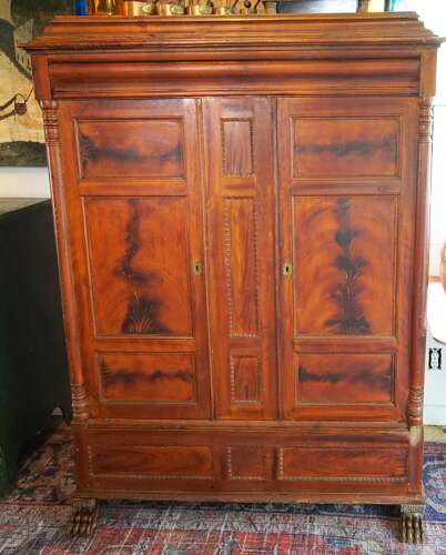 Eastern European grain flamed mahogany painted armoir circa 1840