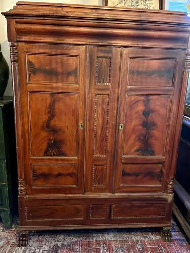 Eastern European grain flamed mahogany painted armoir circa 1840