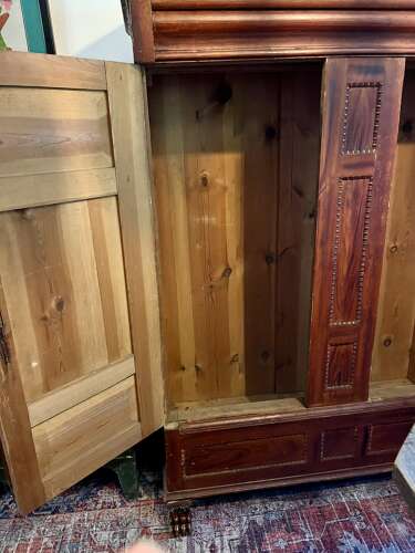Eastern European grain flamed mahogany painted armoir circa 1840