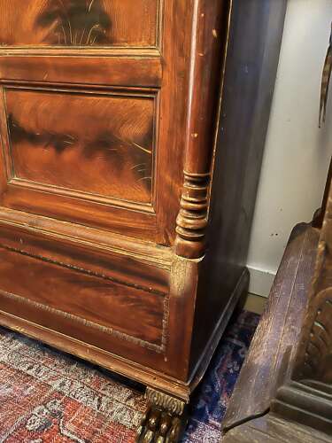 Eastern European grain flamed mahogany painted armoir circa 1840