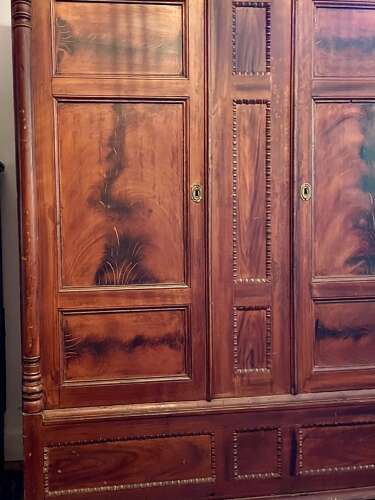 Eastern European grain flamed mahogany painted armoir circa 1840